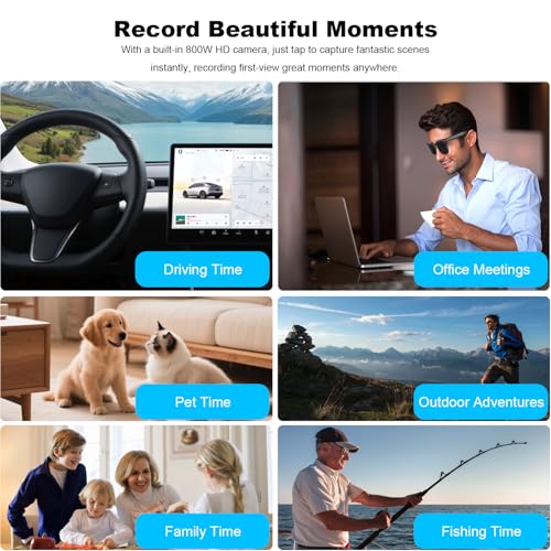 Image of AI Smart Glasses with Camera and Audio, 8MP HD Camera Glasses for Men Women,1080P Video Recording Sunglasses,Real Time Translation,Voice Assistant, Open-Ear Audio for Travel, Meetings & Vlogging 89787
