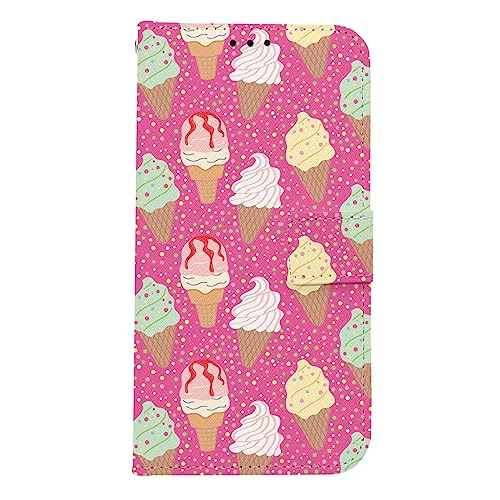 ONLYOU iphone 17 pro max 用 ケース 手帳型 いphone17promax ケース アイスクリーム ice 夏 韓国 diary case アイフォン17プロマックス対応ケース (C ピンク)