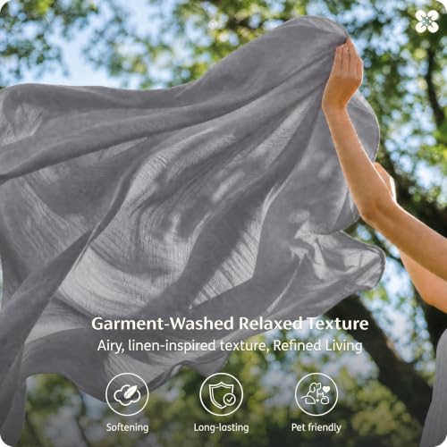 Image of Bedsure PureWoven 100% Washed Cotton Sheets Queen, Linen-Like Feel, 6PCS