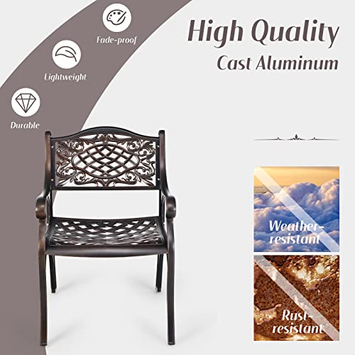 Tangkula 10574-NP 2 Pieces Outdoor Dining Chairs, All-Weather Cast Aluminum Chairs With Armrests And Curved Seats, Patio Arm Chairs thumb #7