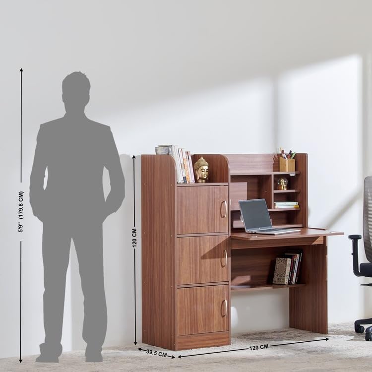 Image of Home Centre | Helios Alton | Study and Office Tables | Engineered Wood | Walnut | 1 Year Warranty