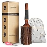 BESTOOL Round Brush for Blow Drying, Boar Bristle Round Hair Brush with Wooden Barrel, Large Styling Brush for Women & Men, Straightening, Curling, Adding Shine or Volume (2.8 Inch)
