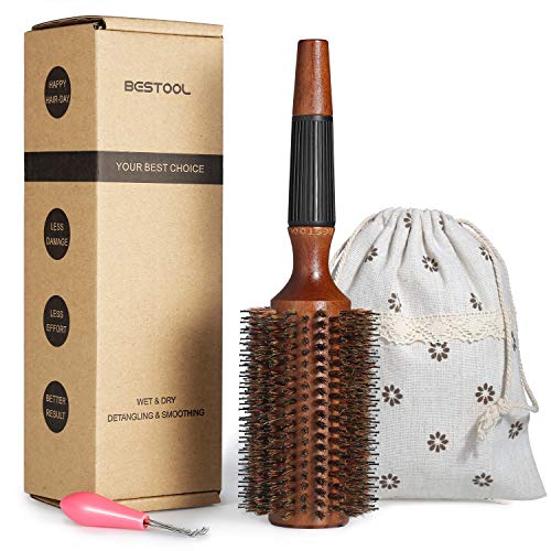 BESTOOL 2.8in Boar Bristle Round Hair Brush for Blowouts