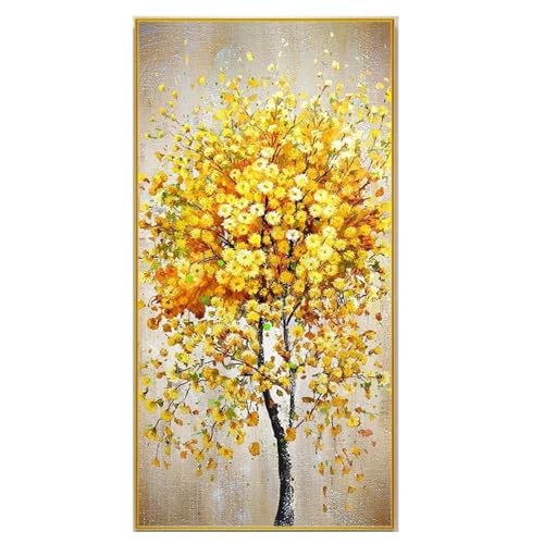 Affiche abstraite marguerite jaune 50x100 cm style scandinave pour salon
