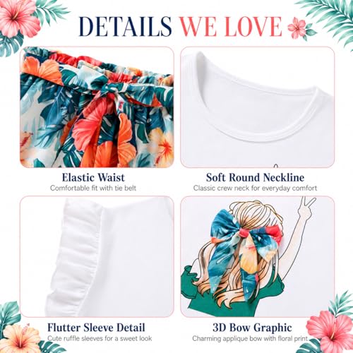 Image of Girls Summer Outfits Cute Sleeveless Top High Waisted Short Sets with Pockets Teen Girl Clothes Size 6-14 T