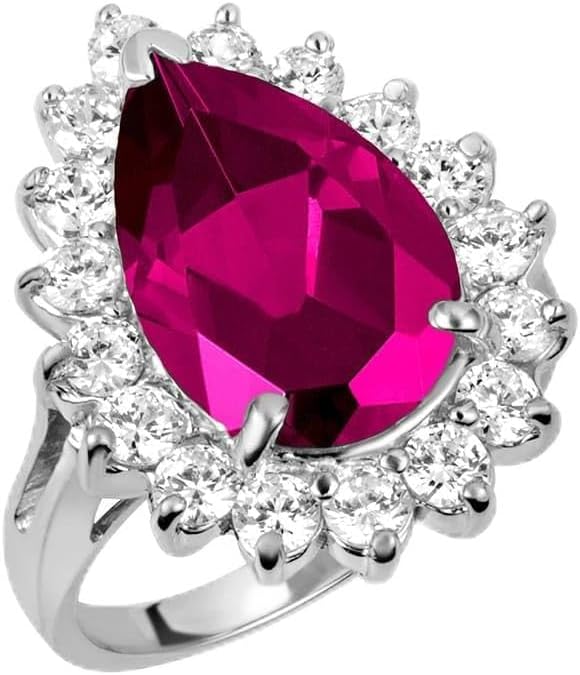 Claddagh Gold Elegant Sterling Silver Pear-Shaped Solitaire Personalized Birthstone Halo Ring