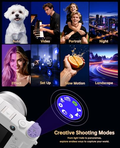 Image of 4K Digital Camera for Photography - 64MP Autofocus Vlogging Camera for YouTube with Dual-Lens - 16X Digital Zoom Anti Shake 3'' Selfie Compact Camera with Flash, 2 Batteries, Charging Stand-White