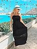 ZESICA Women's 2025 Summer Bohemian Strapless Off Shoulder Lace Trim Backless Flowy A Line Beach Long Maxi Dress,Black,Small #4