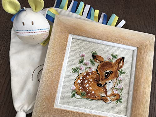 Image of RIOLIS - Little Deer 1777, Cross Stitch Kits 5 inchX5 inch, Cross Stitch Kits for Beginners & Advanced, Crossstitching Kits Adult, Counted Stitching Kits, Embroidery Kit