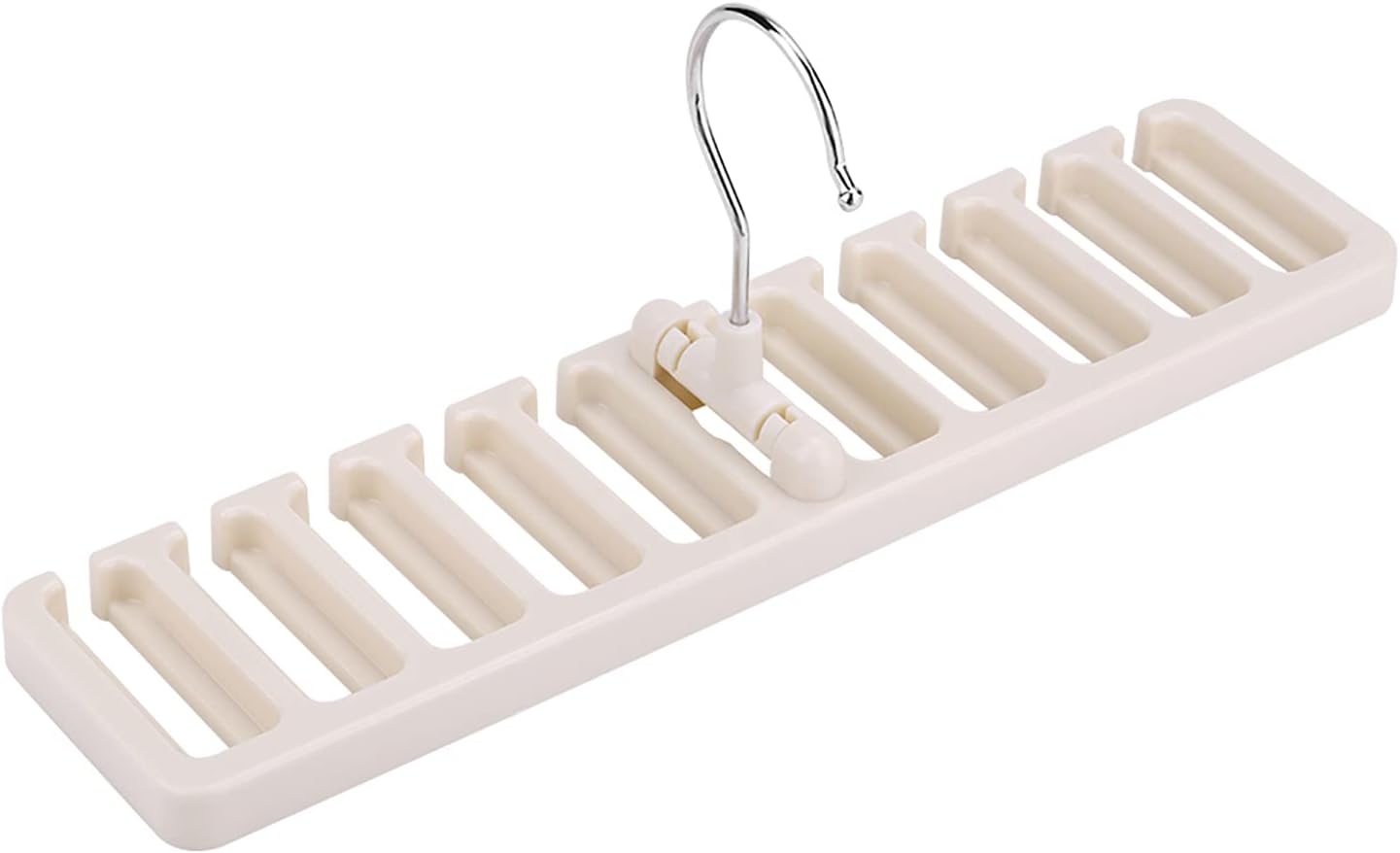 Compatible with 10 Slot Tie Belt Scarf Rack Organizer Sturdy Plastic Closet Wardrobe Space Saver Multifunctional Rotating Hanger for Ties Belts Scarves Accessories Black Brown Beige 30.5 x 7.3 (Beige)