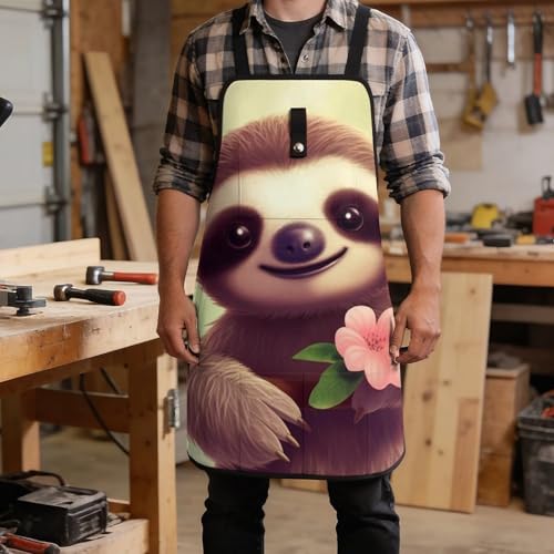 Cute Sloth Delantal con 8 Bolsillos Ajustable para Hombre miniatura 5