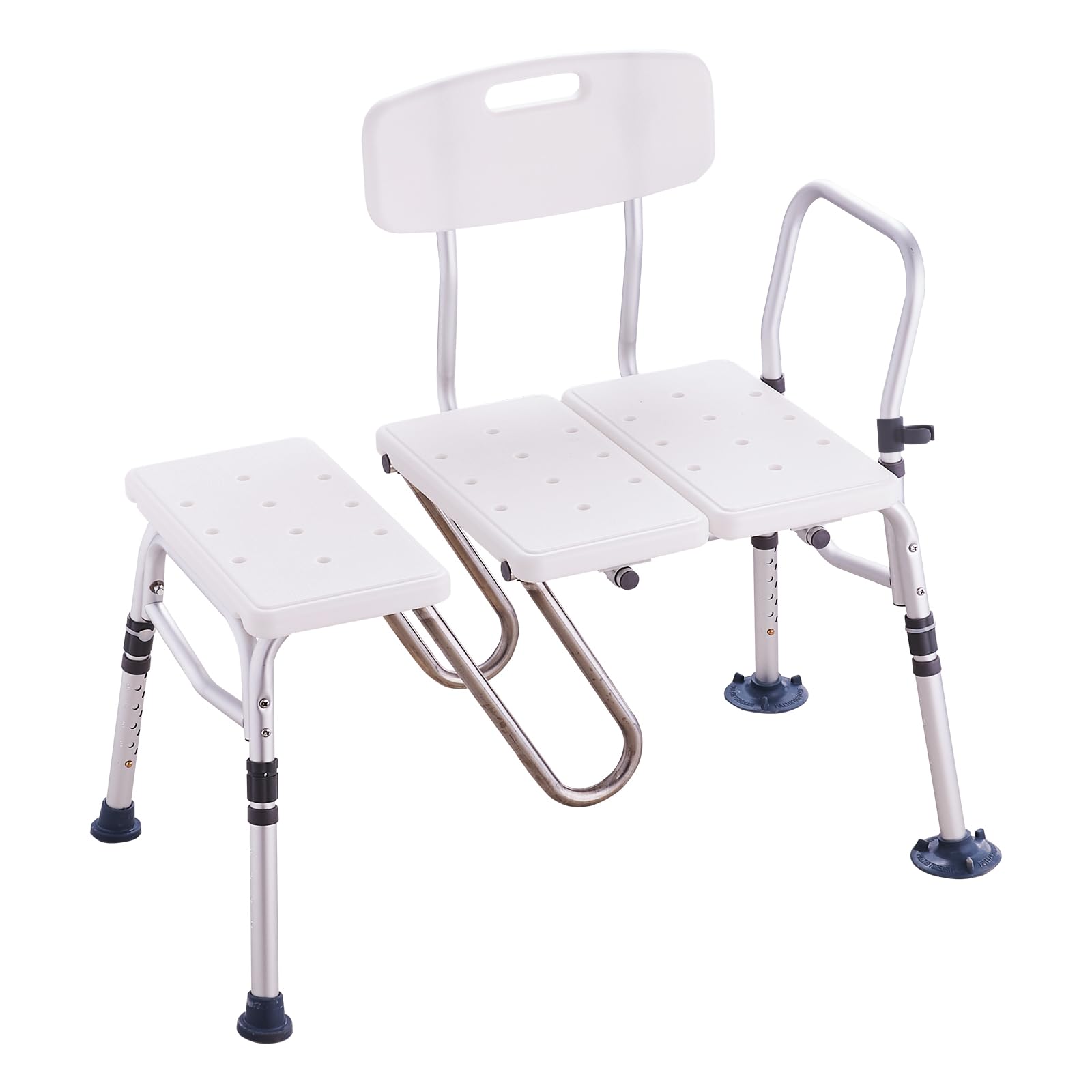 VEVOR Panca di Trasferimento per Vasca 920 x 610 x 925 mm Panca di Trasferimento per Vasca Regolabile con Protezione per Tende a Forma di U, Schienale Reversibile, per Anziani Disabili, Carico 180 kg
