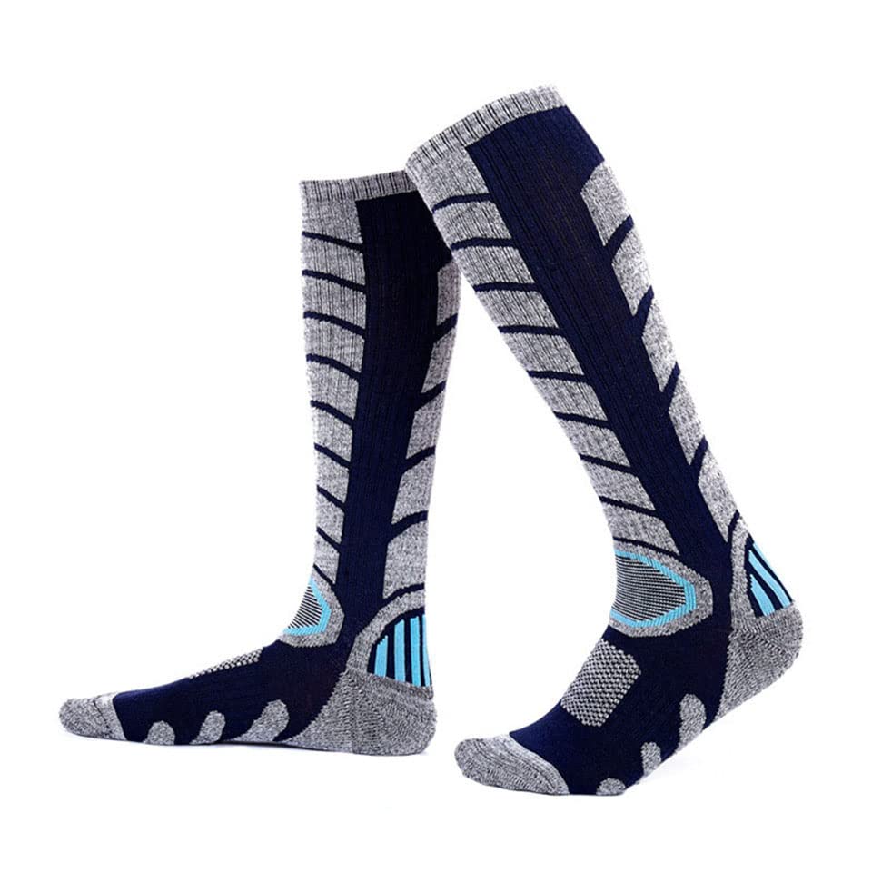 1 Pair Long Ski Socks Thicker Cotton Outdoor Sports Camping Hiking Snow Soft Sock Snowboard Climbing Winter Warm Thermal (Yellow, M)