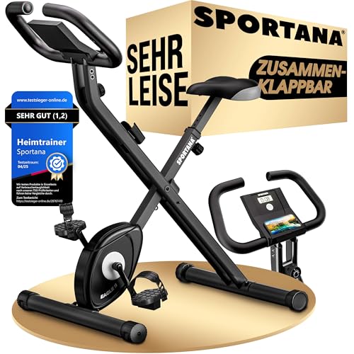 SPORTANA® Heimtrainer Fahrrad EAGLE 2-2in1 Ausdauer Ergometer - Klappbar -...