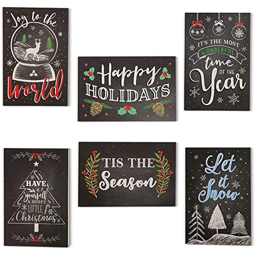 Sustainable Greetings Holiday Greeting Card with Envelope Set - Assorted Chalkboard Message Designs...