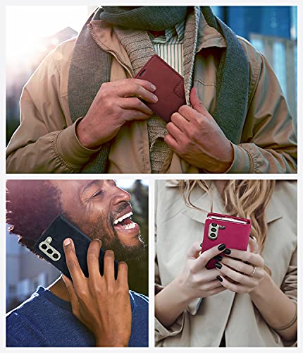 Goospery Bluemoon Wallet Compatible With Galaxy S21 Fe Case, Premium Pu Leather Standing Feature Flip Card Holder Phone Cover (Wine) #TOP3