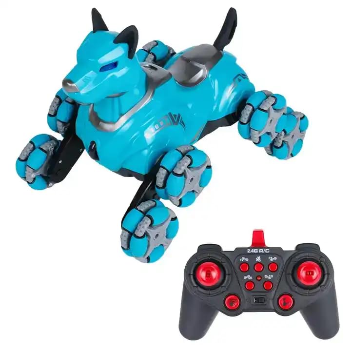 Destonl Kids Remote Control Robot Dog Toy, Programmable Interactive & Smart Dancing Robots for Kids 5 and up, RC Stunt Toy Dog with Sound LED Eyes, Electronic Pets Toys Robotic Dogs