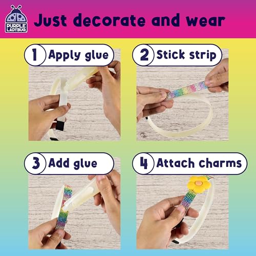 PURPLE LADYBUG DIY Headbands for Girls - Headband Making Kit, Decorative Craft Activity Set, Gift for Ages 6-9 Years Old, Christmas Gifts for Girls - Image 5