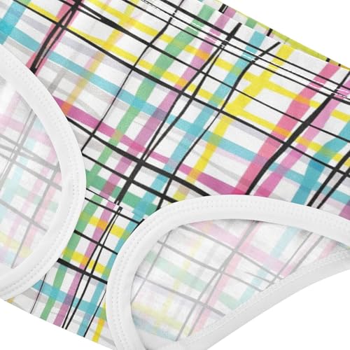 Soft Girls' Panties Organic Underpants for Girls Colorful Striped Plaid in Sizes 2T,3T, 4T, 5T, 6Y and 8Y4