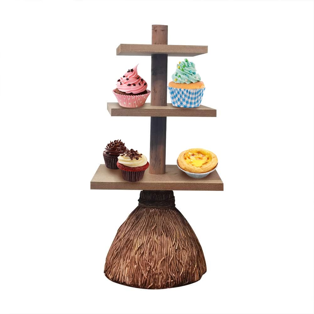 Alzata per cupcake a 3 livelli, per dessert, cupcake, vassoio in legno, per snack, dessert, frutta, supporto per alimenti, supporto per torte, decorazione di Halloween, forniture per Halloween
