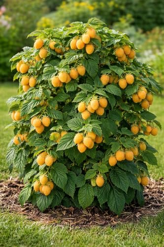 3 Golden Raspberry Plants – Live Fruit Bush (Rubus idaeus)