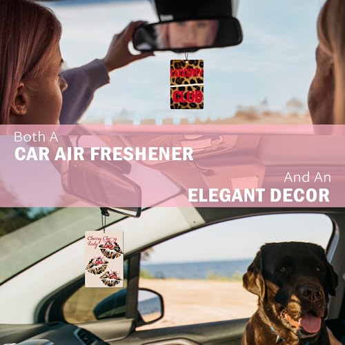 Image of Trendy Retro Leopard Car Air Freshener 4Pcs, Fashion Cheetah Luxury Club Preppy Air Freshener for Car Interior Closet Drawer Books, Home Sweet Home Girly Car Mirror Decor Hanging