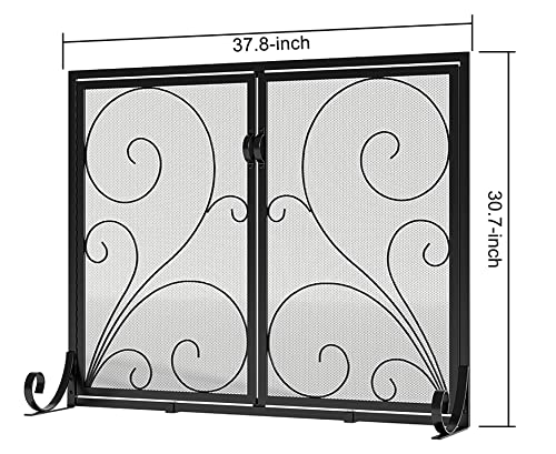 Image of Fire Beauty Fireplace Screen Steel Mesh Door Spark Guard（37.8 inch L x 30.7 inch H）