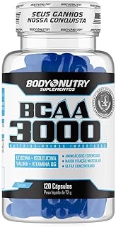 BCAA 3000 120 Capsulas Aminoacidos Essenciais Enriquecido com vitamina B6 Sem Sabor Ultra Concentrado Rapida Absorção Importado Original - Produto 2 mais recomendado com 4.6 estrelas
