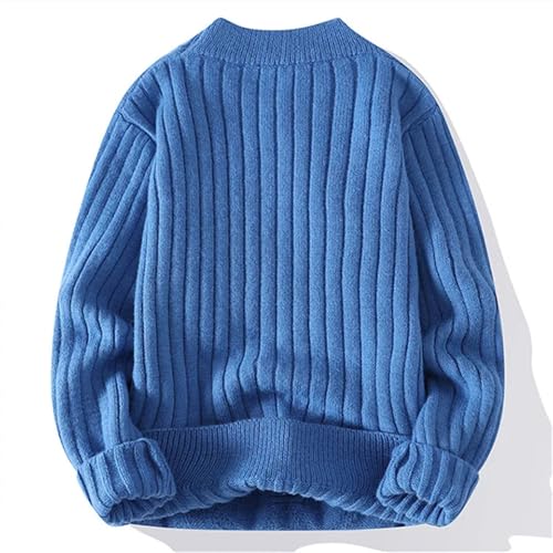Men's Warm Pullovers Knitted Sweater Round Neck Vintage Harajuku Loose Solid Color Casual Winter Sweaters2