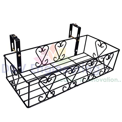 D&V ENGINEERING - Creative in innovation Metal Railings Pot Stand/Flower Plant Display Stand for Multiple Plants Balcony (Adjustable Hanger - Black)