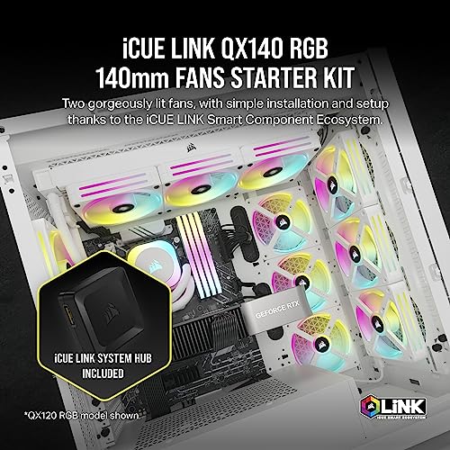 Corsair iCUE LINK QX140 RGB 140mm Magnetic Dome RGB Fans - Double
