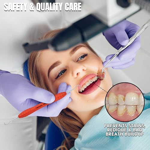 Professional Dental Tools Tartar Scraper for Dentist, Personal Use and Pets Plaque Remover for Teeth, Premium Oral Care Double Ended Dental Scaler | U5/33 Stainless Steel (Orange, Silicon Handle) - Thumbnail 4