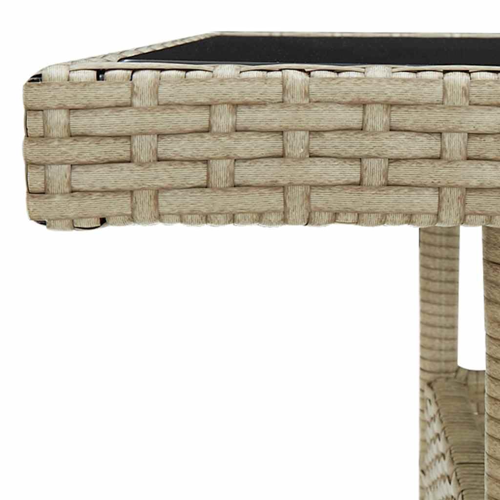 vidaXL Mesa de Comedor de Jardín Cocina Centro Consola Muebles Salón Sala de Estar Hogar Casa Interior Exterior Patio Ratán Sintético y Vidrio Beige