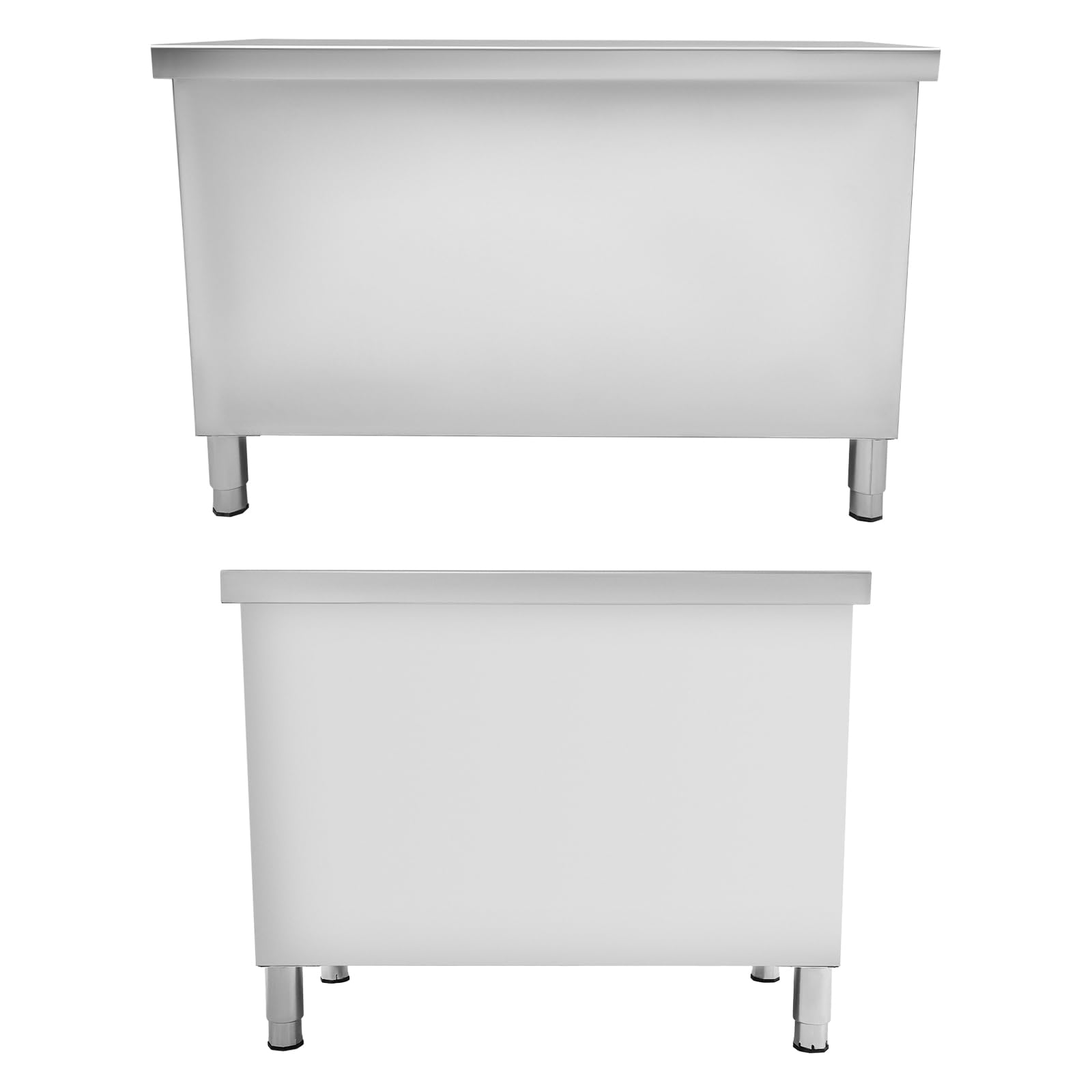 Armario de trabajo de acero inoxidable, 120 x 50 x 86 cm, capacidad de carga de 400 kg, mesa de trabajo independiente, armario de cocina, armario de cocina, armario multiusos con puertas