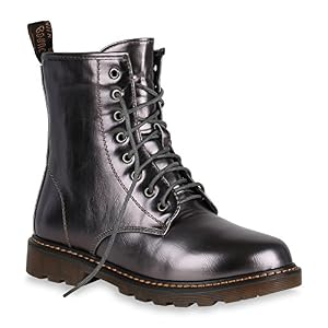 stiefelparadies Damen Worker Boots Gefütterte Stiefeletten Leder-Optik Schuhe 148721 Grau Metallic Agueda 36 Flandell stiefelparadies Damen Worker Boots Gefütterte Stiefeletten Leder-Optik Schuhe 148721 Grau Metallic Agueda 36 Flandell