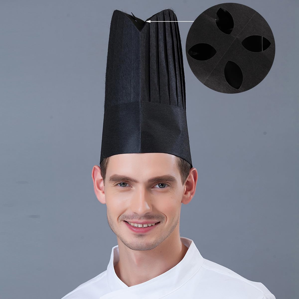 PATKAW 20 Piezas de Gorro de Chef de Papel Desechable, Cómodo y Transpirable, Adecuado para Trabajo en Cocina y Escuelas de Catering