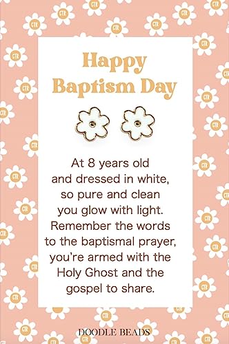 Retro Daisy Stud Earrings, Happy Baptism Day, LDS Baptism Gift