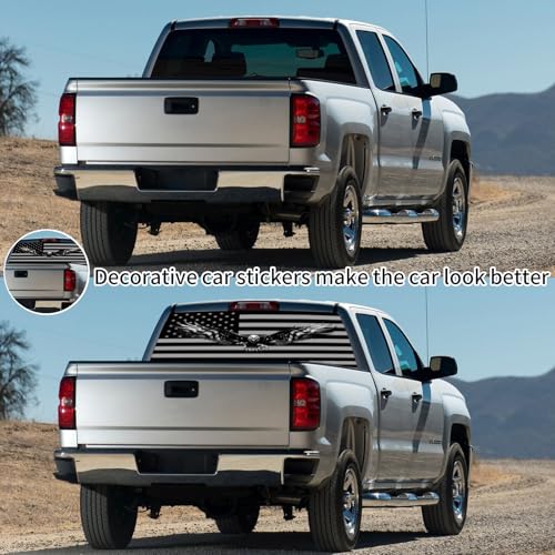 Image of Rear Window Decals for Trucks - 65x22 in Back Window Decals Fit Most Pickup Trucks SUV, Vinyl American Flag Back Window Decal for Car Personalized Decoration