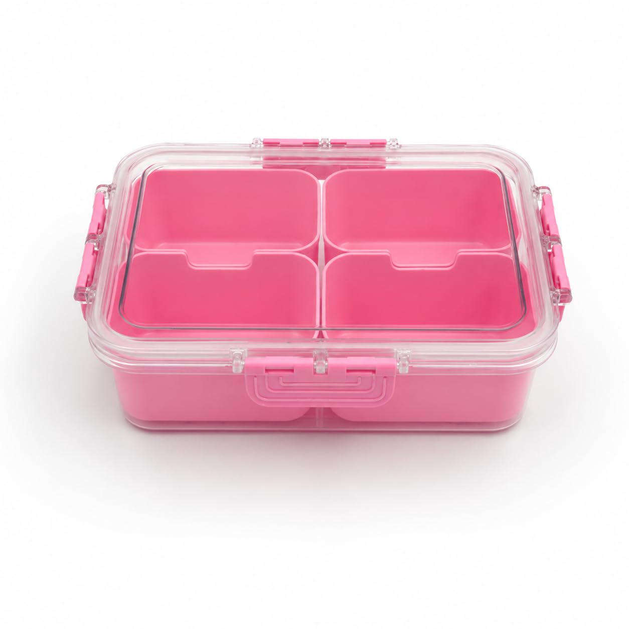 Meekco 4 Compartment Snack Box with Plastic Lid BPA Free Food Grade Portable Lunch Container Divided Serving Tray with Handle