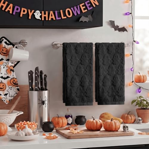 2 Pcs 3D Ghost Jacquard Hand Towels for Bathroom - image 4