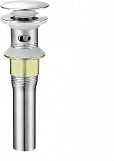 Pop-Up Sink Drain for No Overflow Basin, Stainless Steel, Hair Catcher Filter, 7.09 inch Length, Brushed Nickel (with Holes)