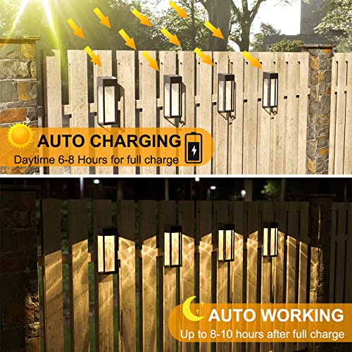 Goodfoever Solar Fence Lights Outdoor, 4 Pack Waterproof Solar Post Accent Light Solar Deck Lights Wall Lights With 2 Lighting Modes,Outdoor Decorative Lighting For Yard,Porch, Patio, Drive Path #TOP4