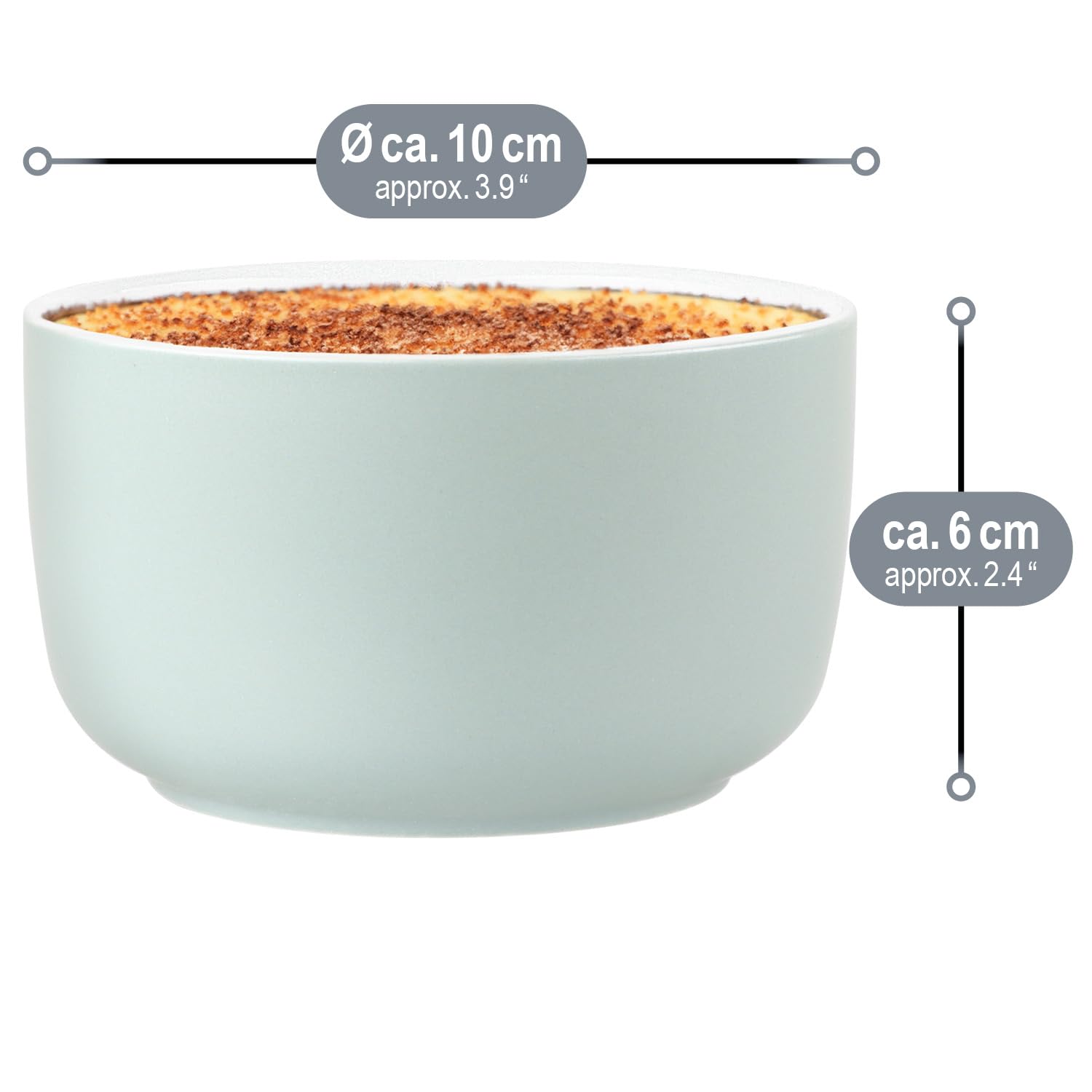 com-four® 12x Ragout Fin Schale - Ofenfeste Förmchen in grau und beige - Creme Brulee Schälchen - Dessertschale mit je 320 ml - spülmaschinengeeignet (12 Stück - 320 ml grau/beige)
