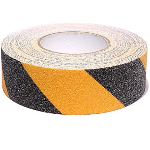 Safety Tape Yellow Black, Anti-Slip Safety Tapes Adhesive for Outdoor Steps Stairs Floors Walls Or Indoor High Traction Warning Tape, 5cm x 5m Cover