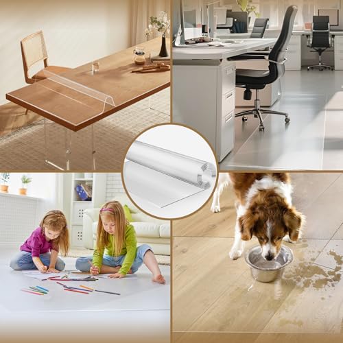 Image of 3x10 ft Plastic Runner, 36 inch x120 Clear Hallway Floor Mat, 60 mil Thick Vinyl Floor Carpet, Transparent Area Rug for Entryway Kitchen Living Room