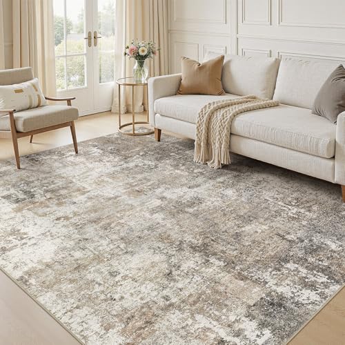 Tapete moderno decorativo 5x7 pies marrón gris miniatura 1