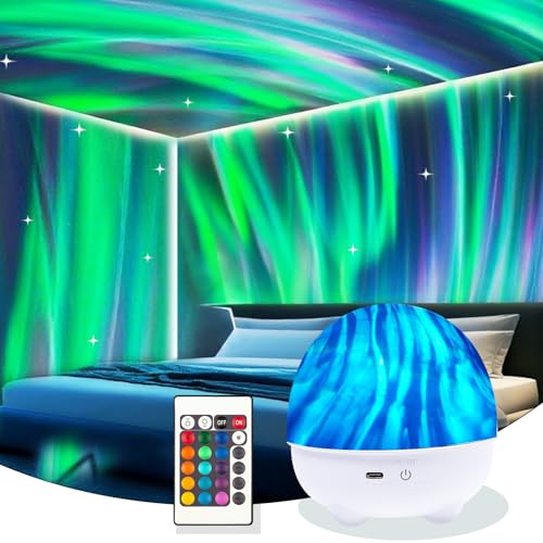 Image of Northern Lights Projector,16 Colors Rechargeable Ocean Waves Night Light,Remote Shower Lamp for Meditation Relaxation,Cute Home Decor Aesthetic,Teen Girls Boys Gifts,Christmas Birthday,Cool Stuff