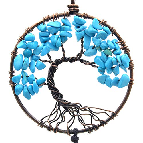 Urdeoms Blue Tree of Life Dream Catchers for Bedroom Adult Boho Big Dream Catcher for Boys Girls with Crystal Turquoise Hanging Ornament and Feathers Blessing Gifts(NO.33)