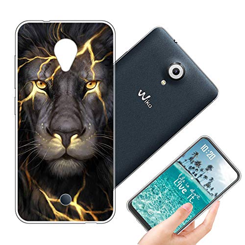 vingarshern Coque Wiko U Feel Housse Cover Anti Choc Protection,Ultra Fine Bumper Case Étui Wiko U Feel Coque en Silicone Souple Back Couverture,Lion