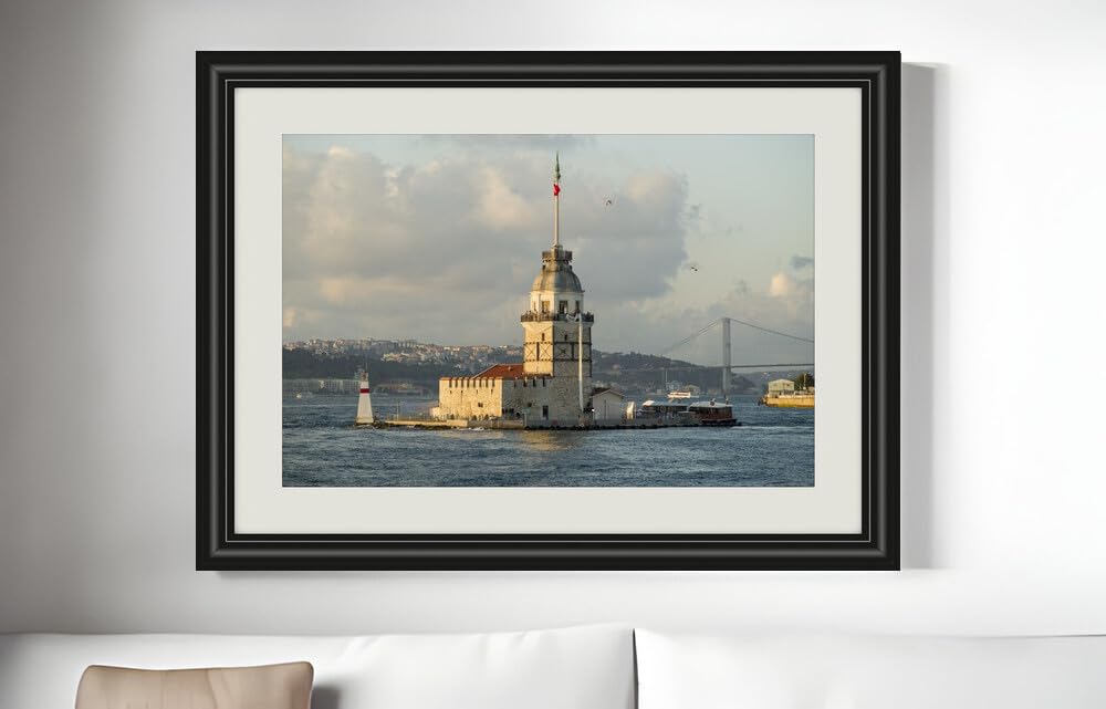JVERF - JZZF06630 Istanbul Turkey Maiden Tower Kiz Kulesi Bosphorus| Self-Adhesive Painting | Frameless